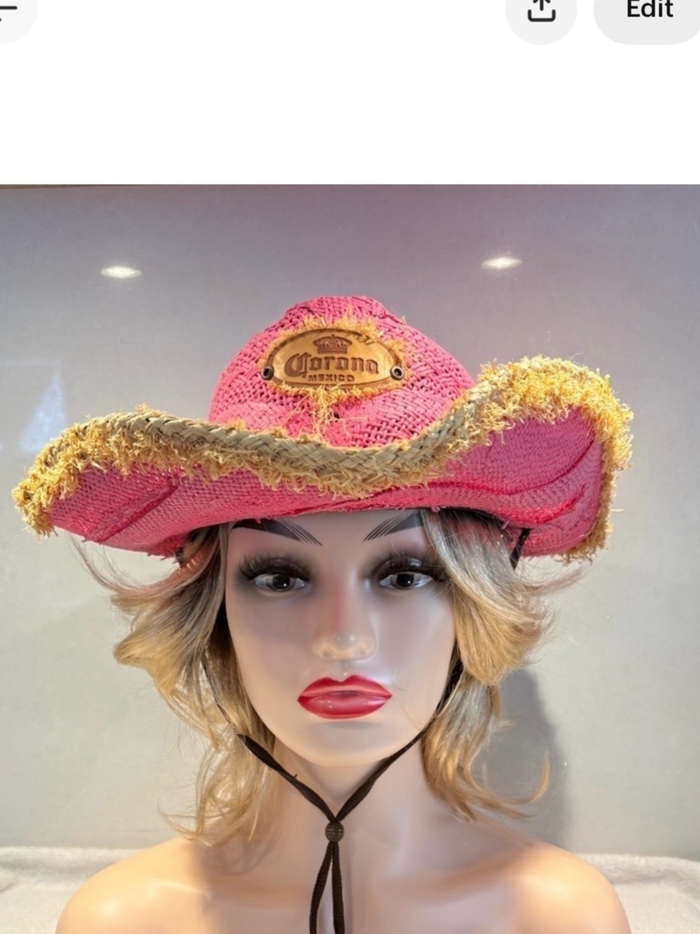 Coastal Cowgirl Corona Pink Western Straw Hat by TONPSOM | Size M